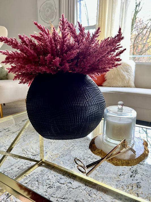 Black Textured  Glass Vase