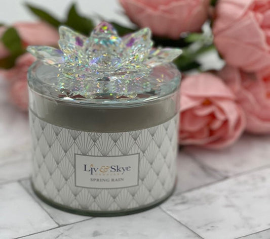 Crystal Soy Candle Lotus Box - Glitzy Glam Home Decor